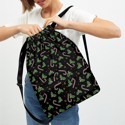 Lights Christmas Pattern Print Drawstring Backpack