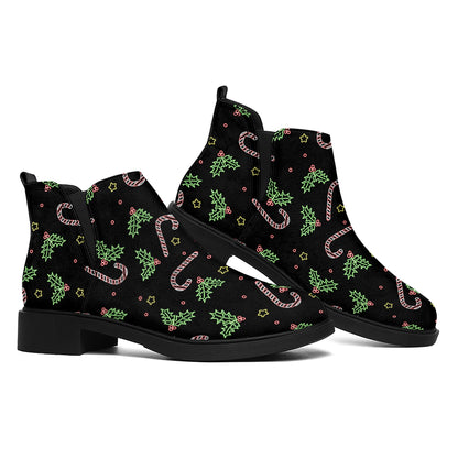 Lights Christmas Pattern Print Flat Ankle Boots