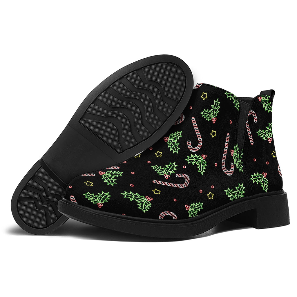 Lights Christmas Pattern Print Flat Ankle Boots