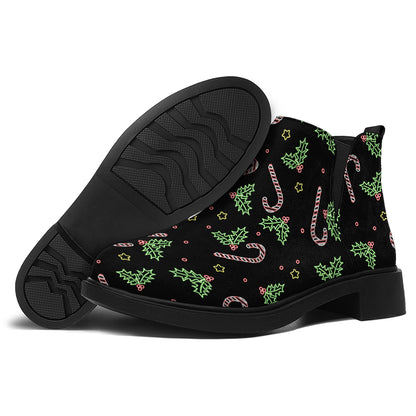 Lights Christmas Pattern Print Flat Ankle Boots