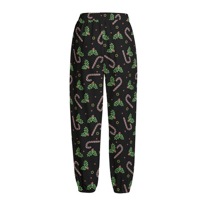 Lights Christmas Pattern Print Fleece Lined Knit Pants