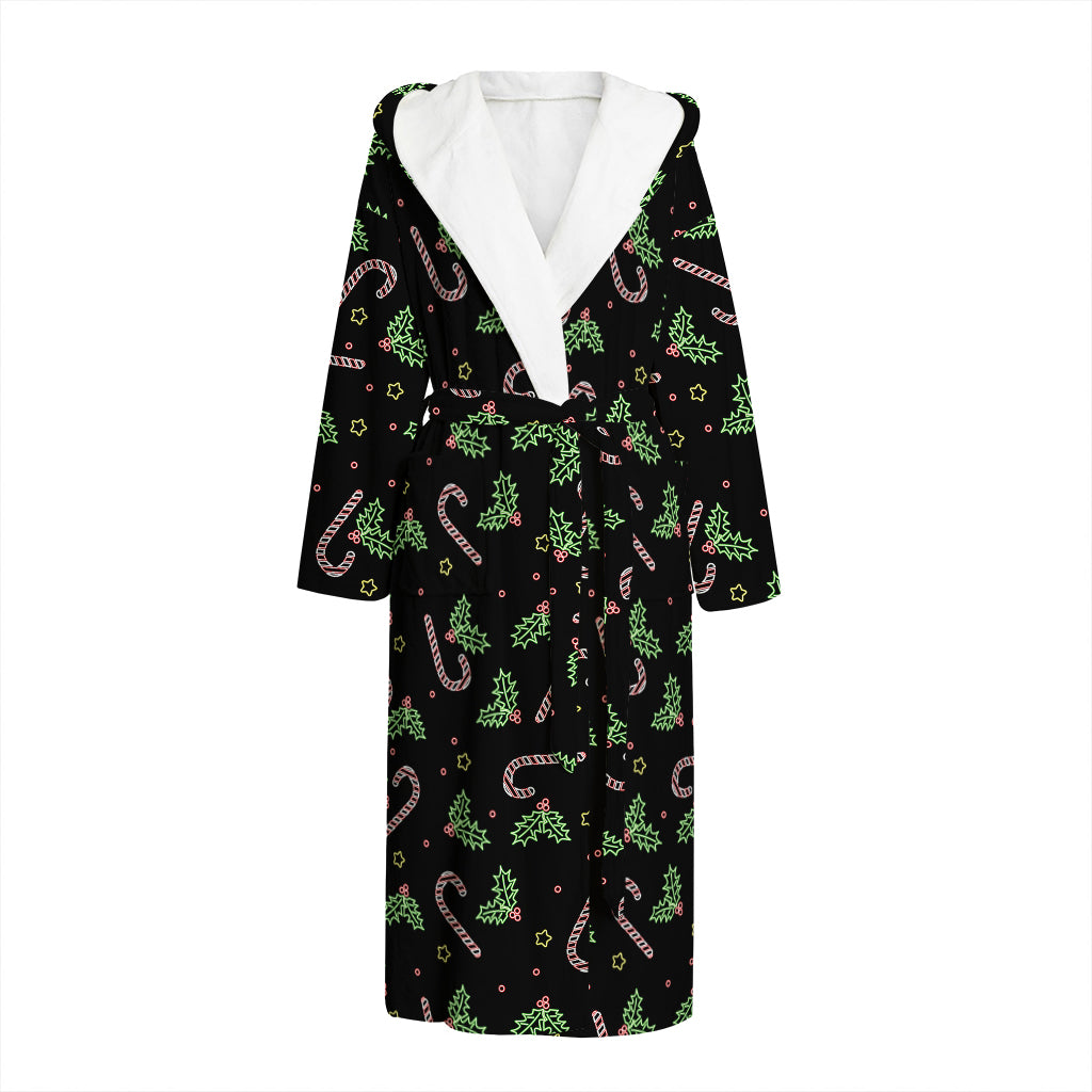 Lights Christmas Pattern Print Hooded Bathrobe