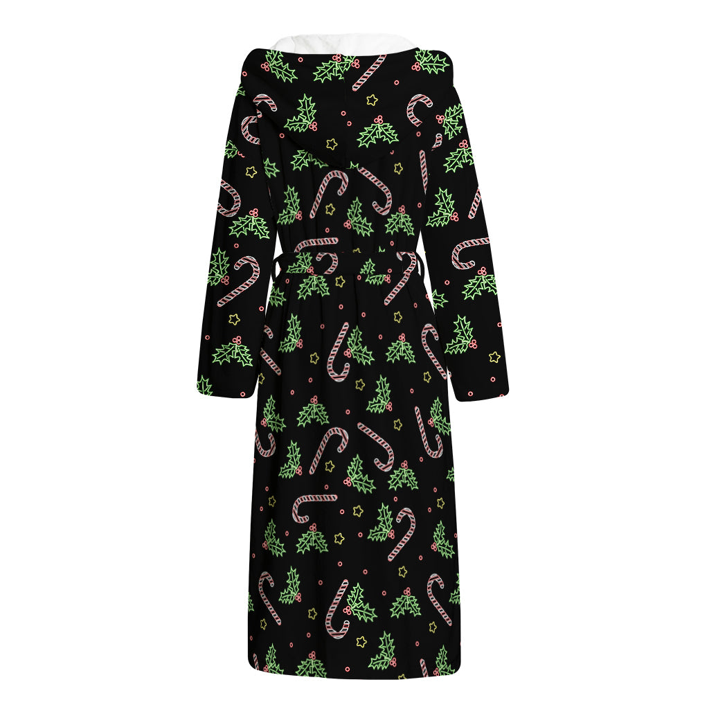 Lights Christmas Pattern Print Hooded Bathrobe