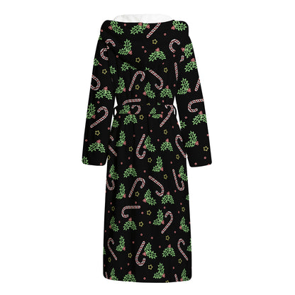Lights Christmas Pattern Print Hooded Bathrobe