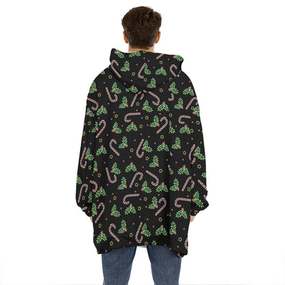 Lights Christmas Pattern Print Hoodie Blanket