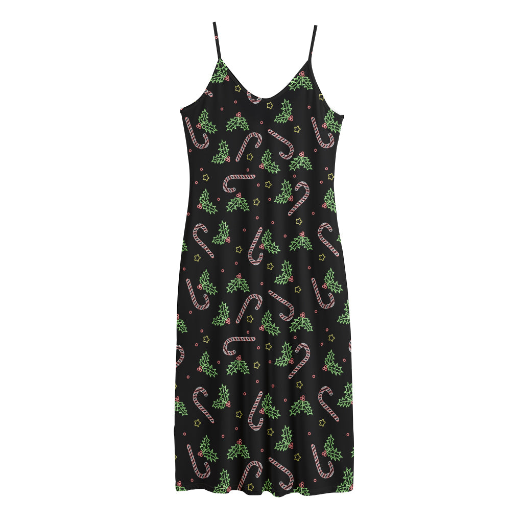 Lights Christmas Pattern Print Jersey Midi Cami Dress
