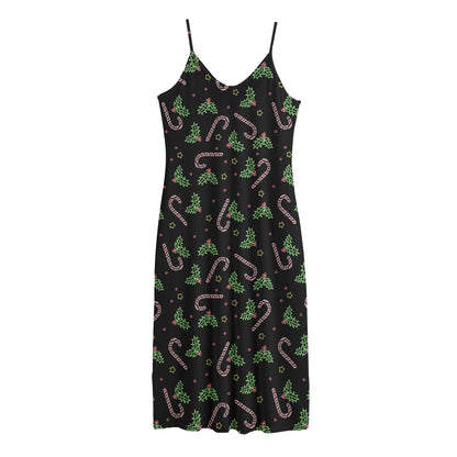 Lights Christmas Pattern Print Jersey Midi Cami Dress