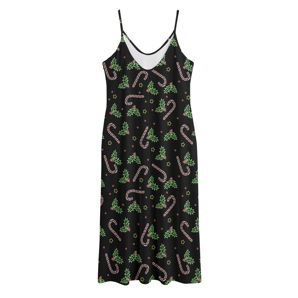 Lights Christmas Pattern Print Jersey Midi Cami Dress