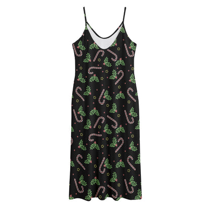 Lights Christmas Pattern Print Jersey Midi Cami Dress