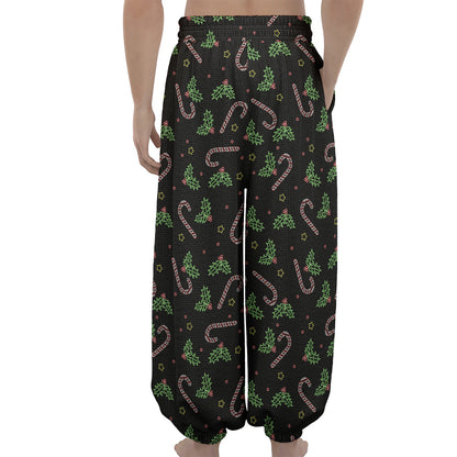 Lights Christmas Pattern Print Lantern Pants