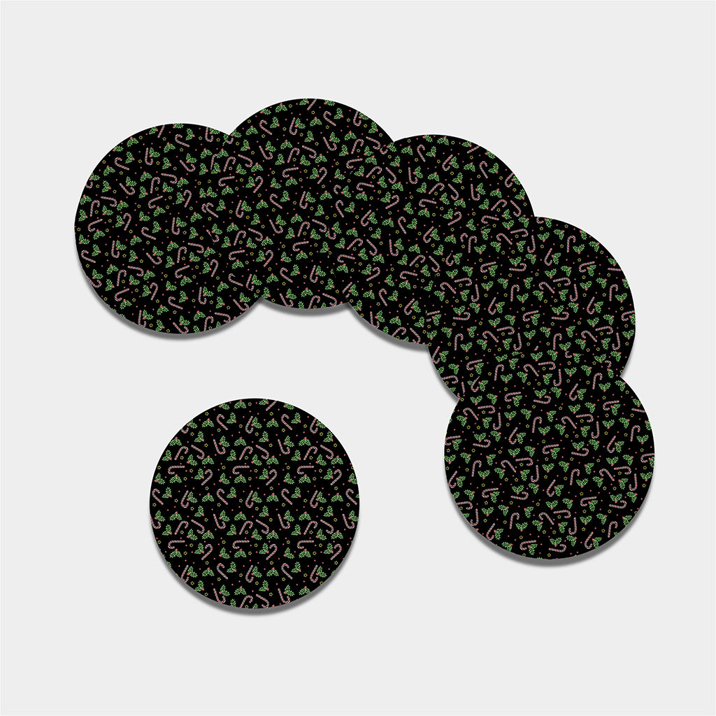 Lights Christmas Pattern Print Leather Coaster Set