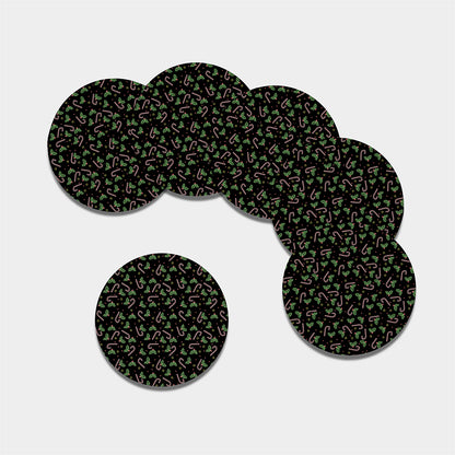 Lights Christmas Pattern Print Leather Coaster Set