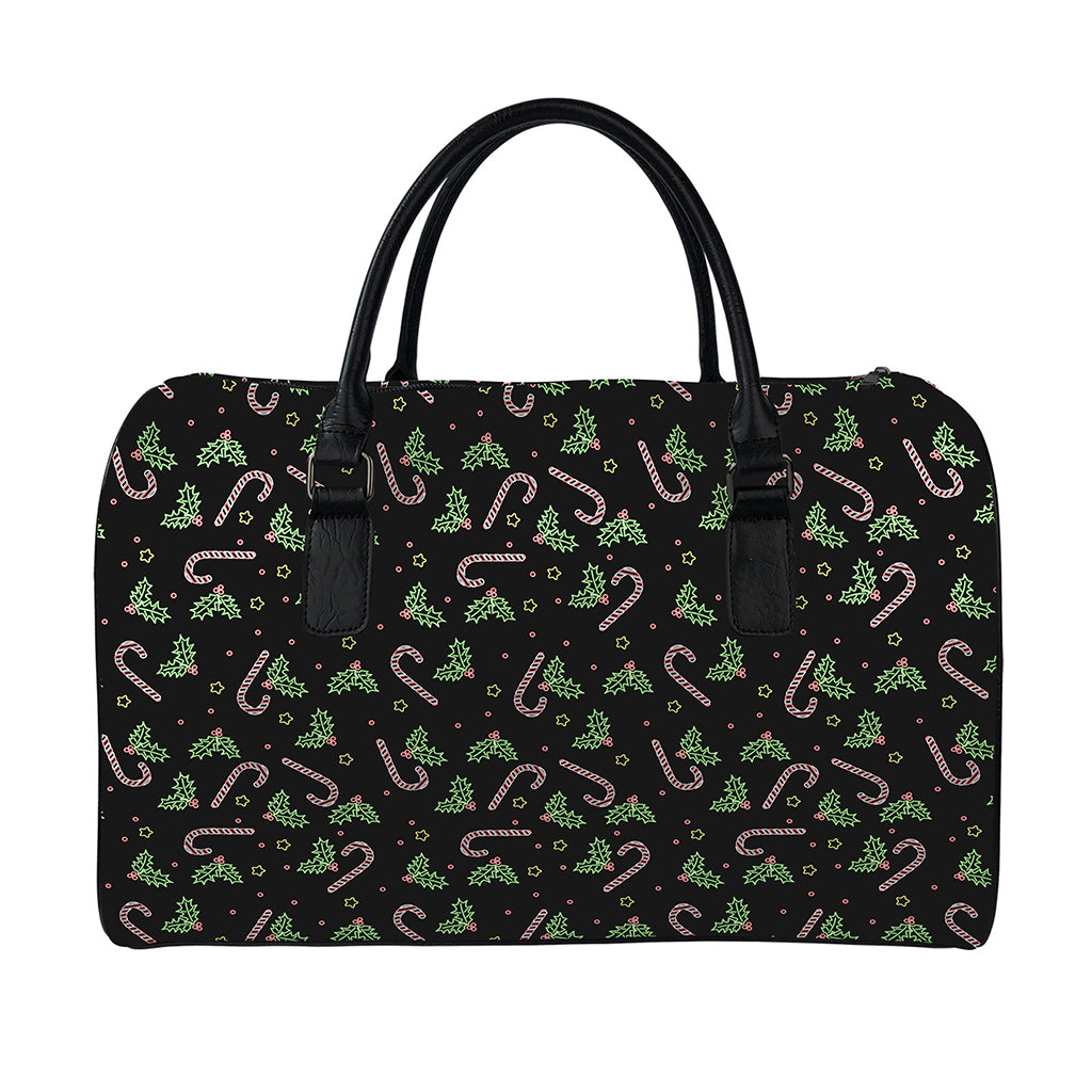 Lights Christmas Pattern Print Leather Duffle Bag