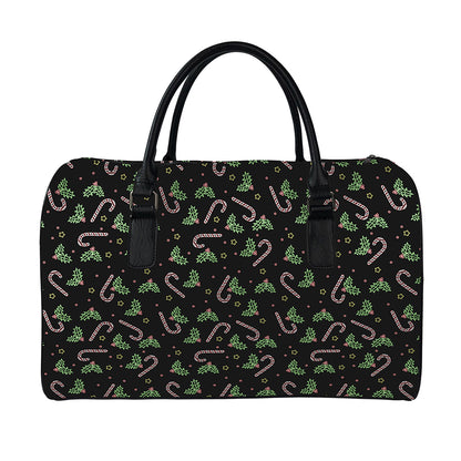 Lights Christmas Pattern Print Leather Duffle Bag