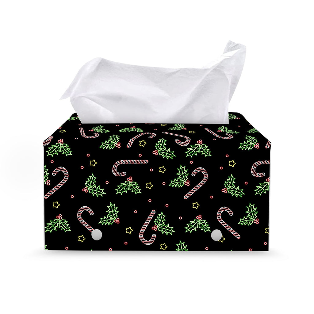 Lights Christmas Pattern Print Leather Tissue Box Cover