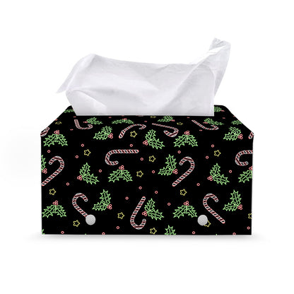 Lights Christmas Pattern Print Leather Tissue Box Cover
