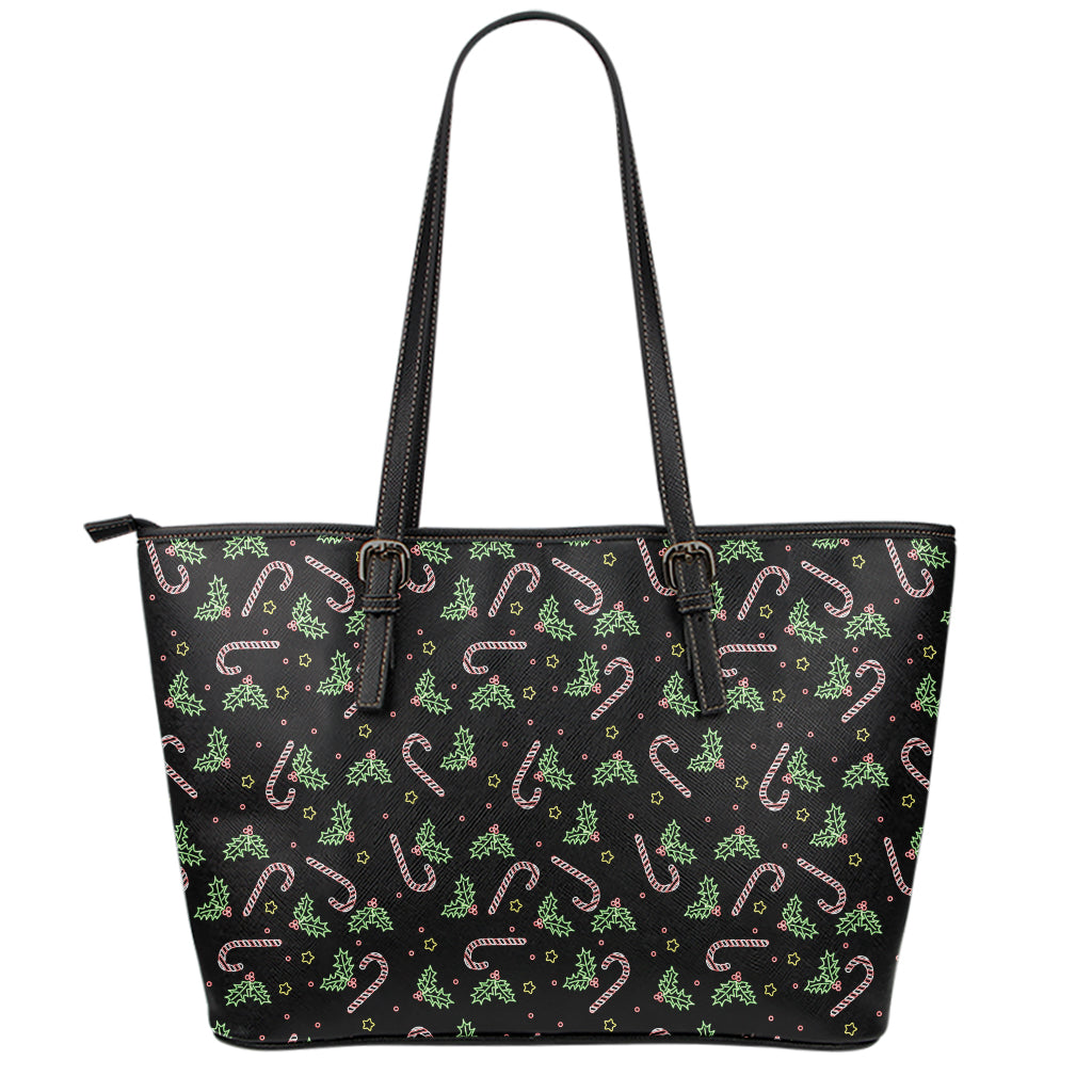 Lights Christmas Pattern Print Leather Tote Bag