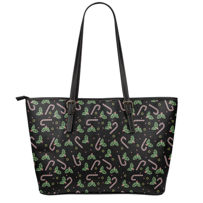 Lights Christmas Pattern Print Leather Tote Bag