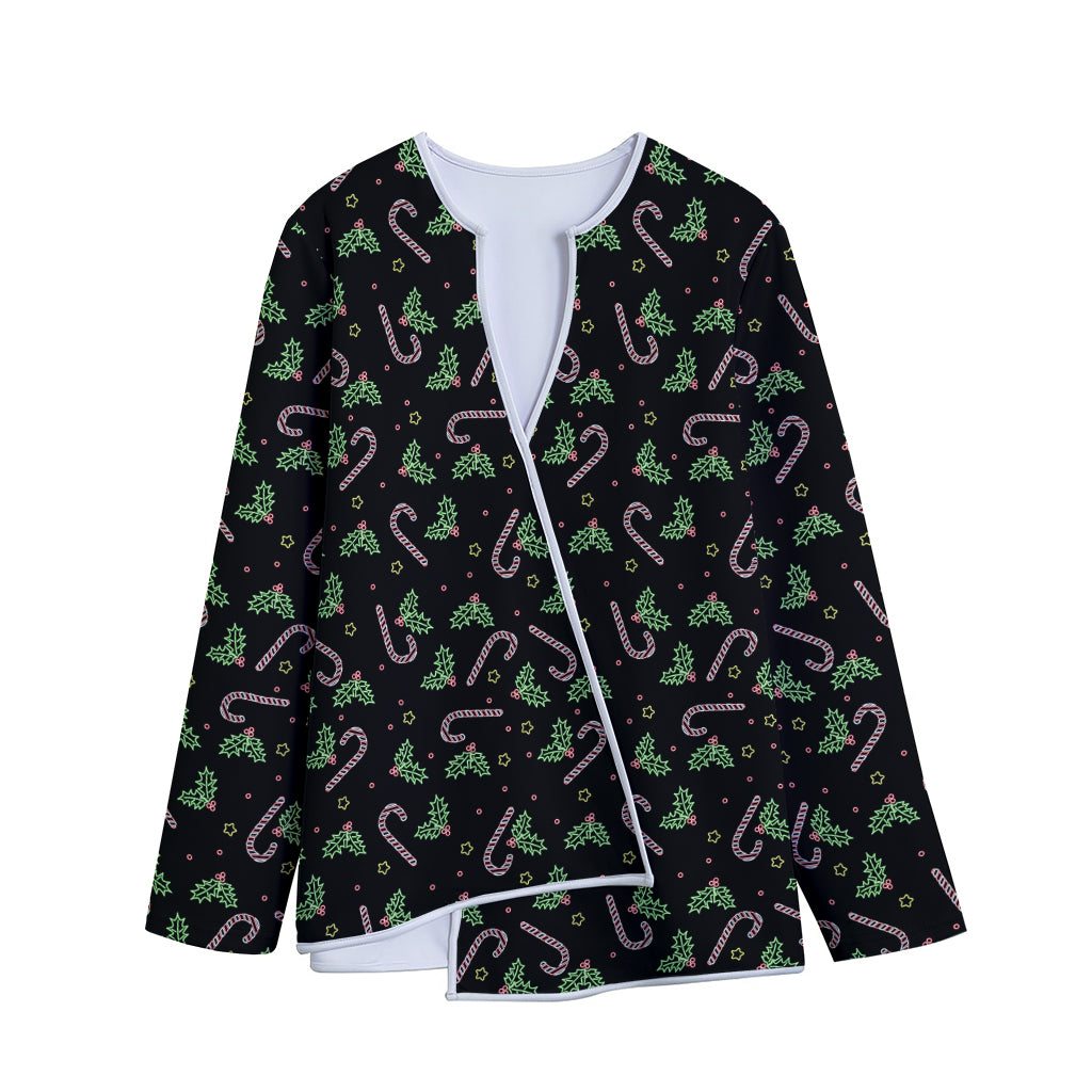 Lights Christmas Pattern Print Long Sleeve Short Coat