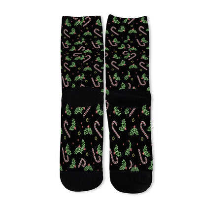 Lights Christmas Pattern Print Long Socks