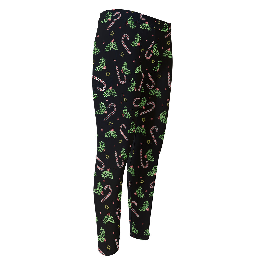 Lights Christmas Pattern Print Men's Compression Pants