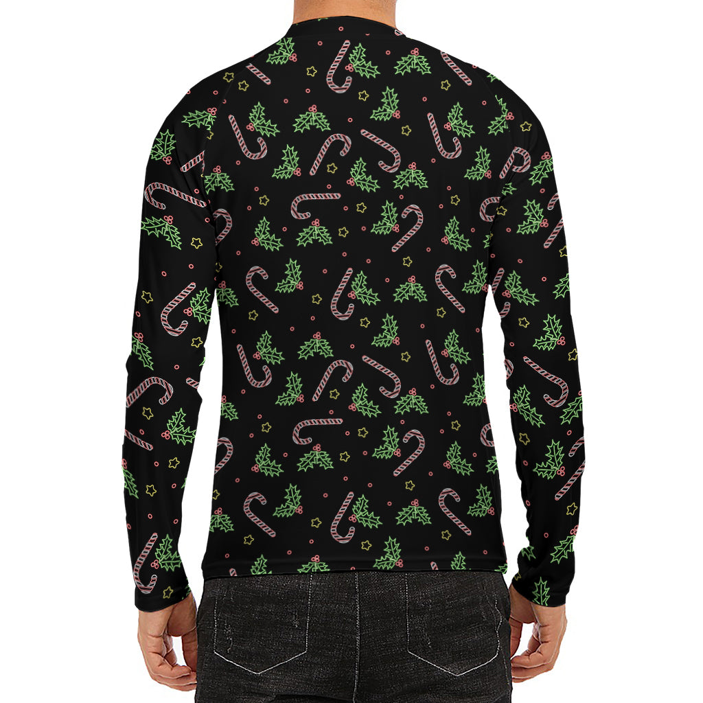 Lights Christmas Pattern Print Men's Long Sleeve Rash Guard