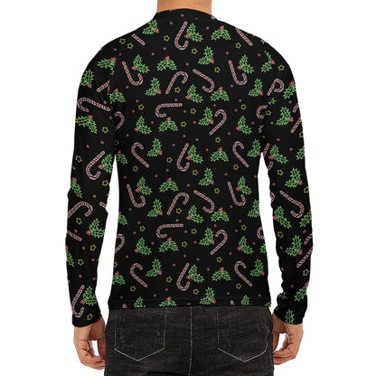 Lights Christmas Pattern Print Men's Long Sleeve Rash Guard