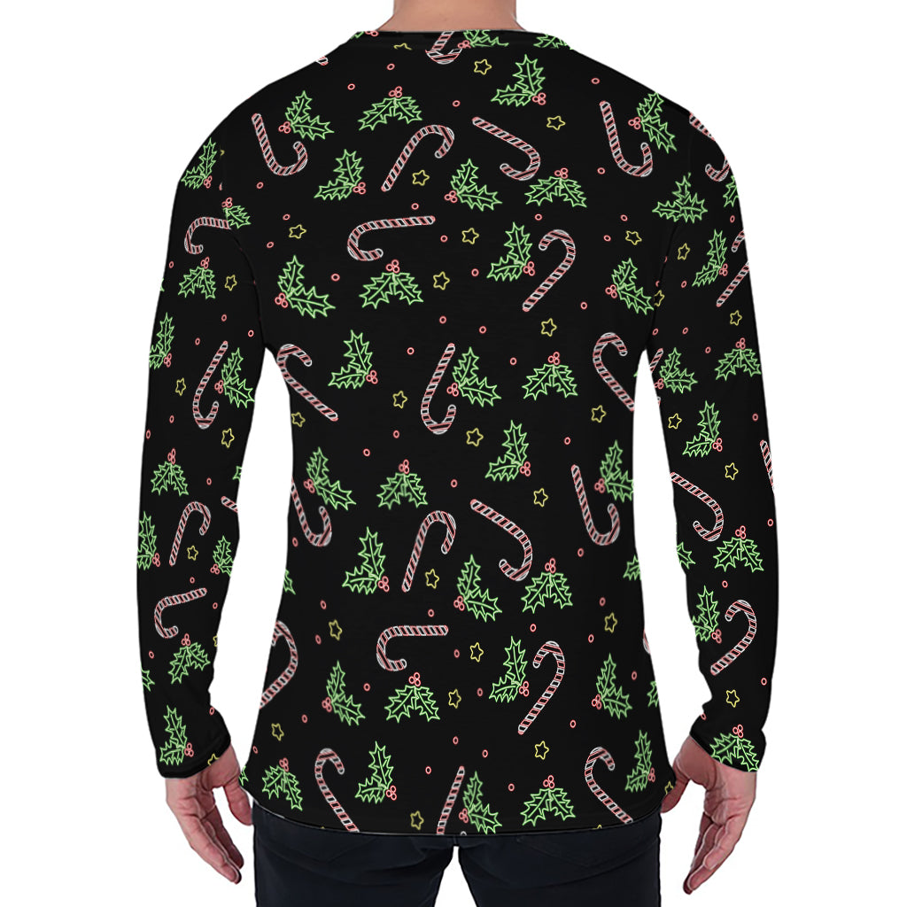 Lights Christmas Pattern Print Men's Long Sleeve T-Shirt