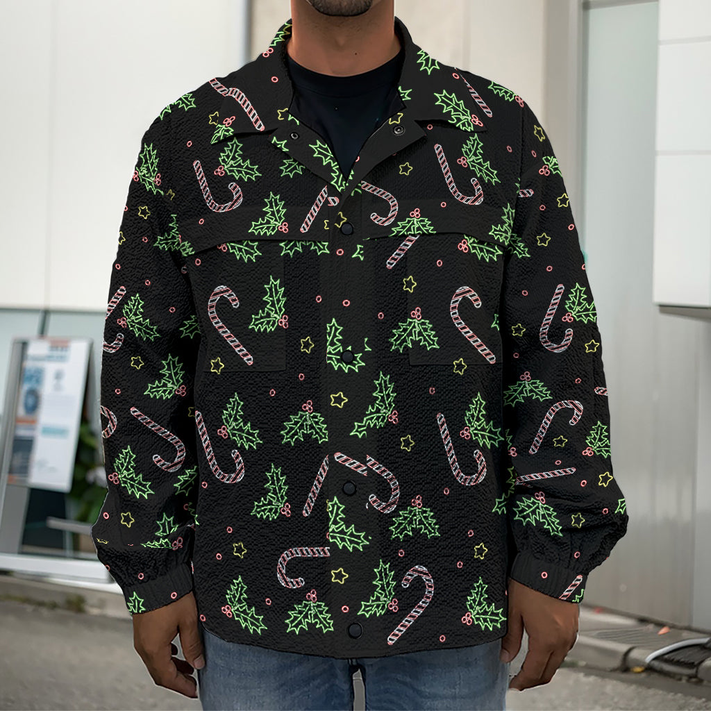 Lights Christmas Pattern Print Men's Shirt Jacket