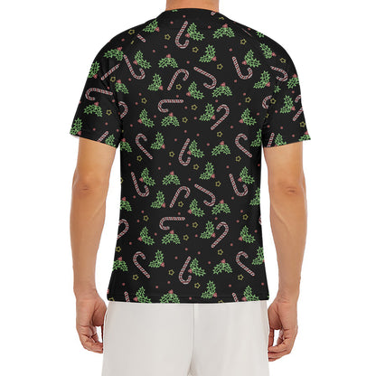 Lights Christmas Pattern Print Men's Short Sleeve Rash Guard