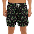 Lights Christmas Pattern Print Men's Split Running Shorts
