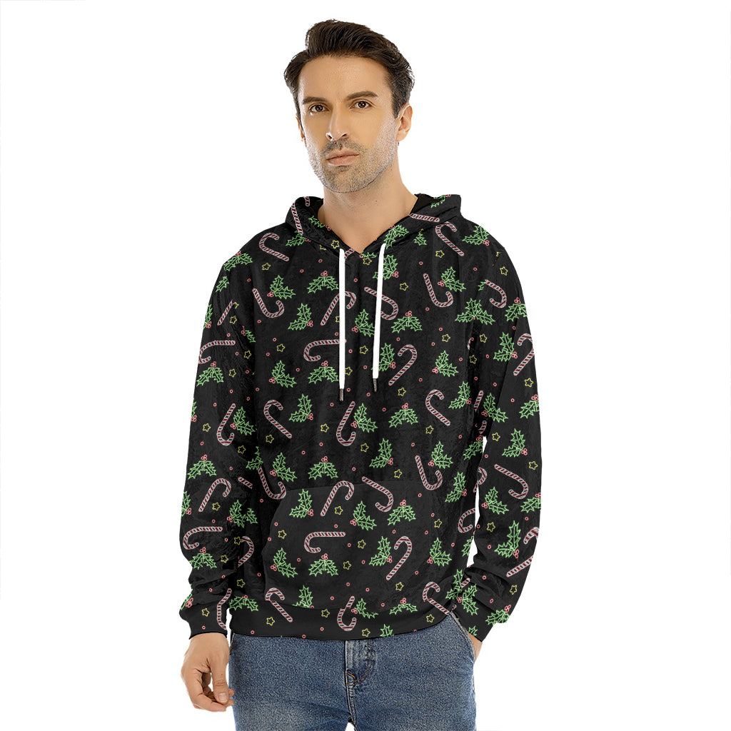 Lights Christmas Pattern Print Men's Velvet Pullover Hoodie