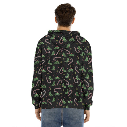 Lights Christmas Pattern Print Men's Velvet Pullover Hoodie
