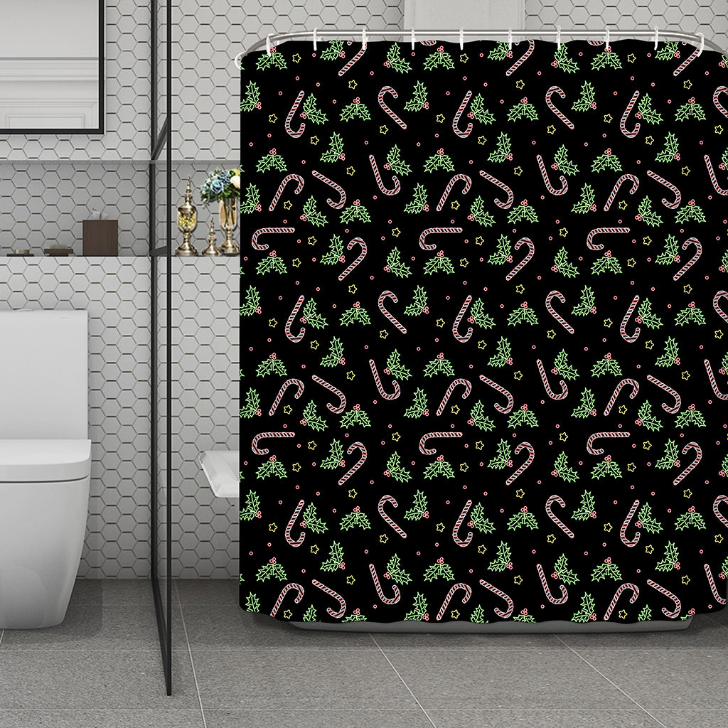 Lights Christmas Pattern Print Polyester Shower Curtain