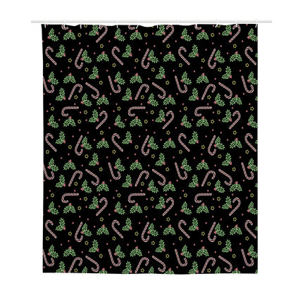 Lights Christmas Pattern Print Polyester Shower Curtain