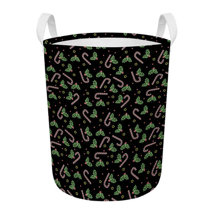 Lights Christmas Pattern Print Round Laundry Basket