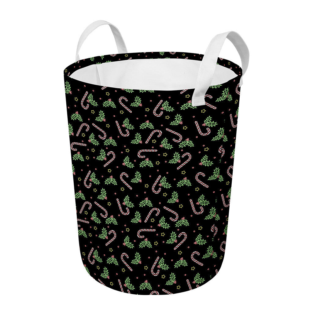 Lights Christmas Pattern Print Round Laundry Basket