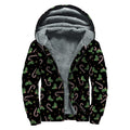 Lights Christmas Pattern Print Sherpa Lined Zip Up Hoodie