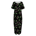 Lights Christmas Pattern Print Short Sleeve Long Nightdress