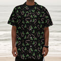 Lights Christmas Pattern Print Textured Short Sleeve Shirt
