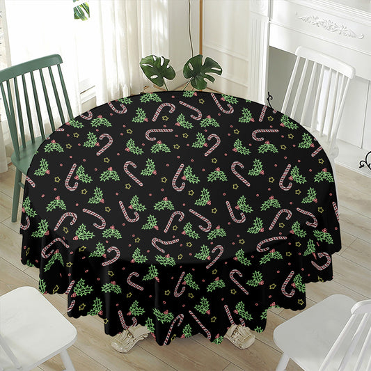 Lights Christmas Pattern Print Waterproof Round Tablecloth