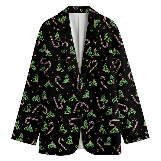 Lights Christmas Pattern Print Women's Cotton Blazer