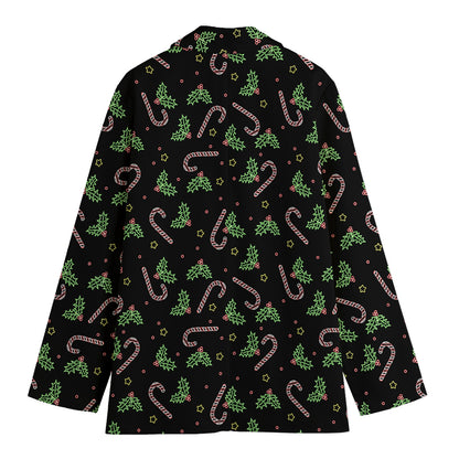 Lights Christmas Pattern Print Women's Cotton Blazer