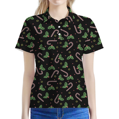 Lights Christmas Pattern Print Women's Polo Shirt