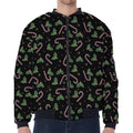 Lights Christmas Pattern Print Zip Sleeve Bomber Jacket