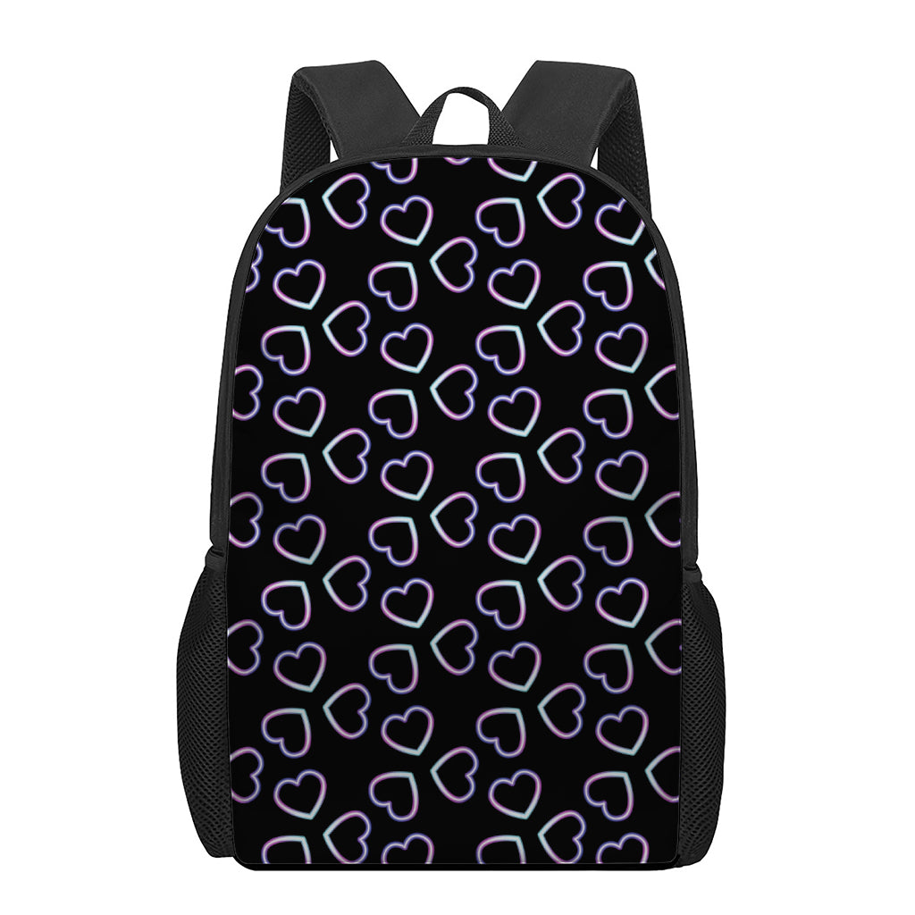 Lights Heart Pattern Print 17 Inch Backpack