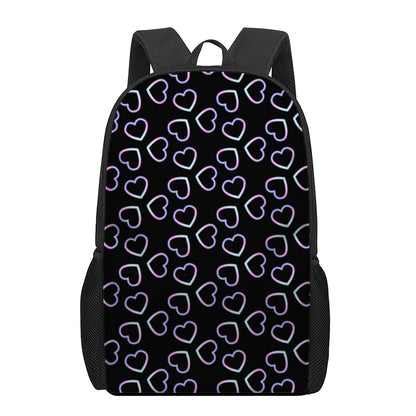 Lights Heart Pattern Print 17 Inch Backpack