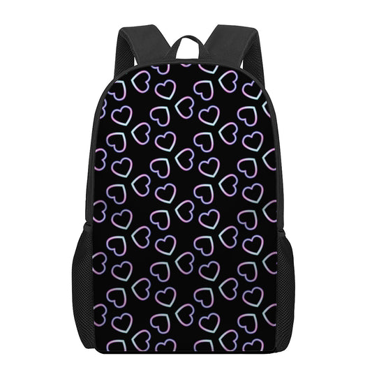 Lights Heart Pattern Print 17 Inch Backpack