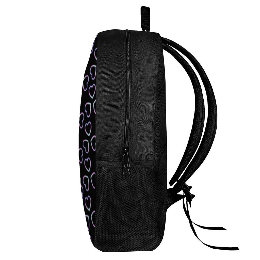 Lights Heart Pattern Print 17 Inch Backpack