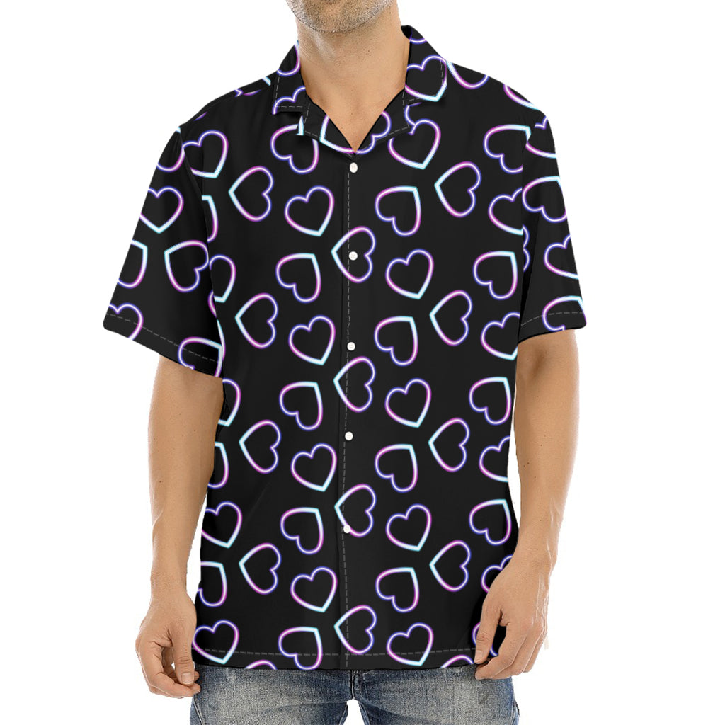 Lights Heart Pattern Print Aloha Shirt